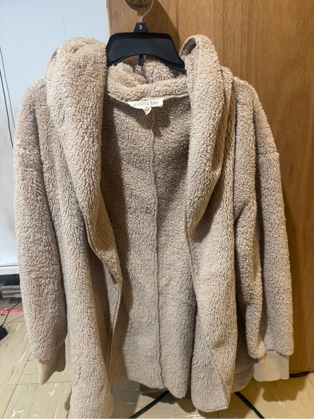 Vanilla Bay Taupe Plush Teddy Jacket with Hood